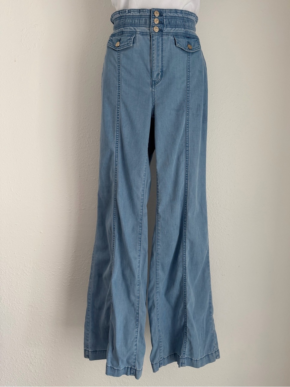 White House Black Market Light Blue Denim Flare Pants